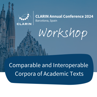 Promotional image for the CLARIN workshop 2024 in Barcelona.