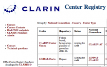 Centre Registry introductory screen